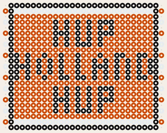 Oranje strijkkralen voorbeeld: Sjaal Hup Holland Hup, 29 × 23 kralen