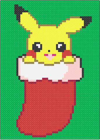 Weihnachten Bügelperlen Beispiel: Pikachu im Nikolausstrumpf