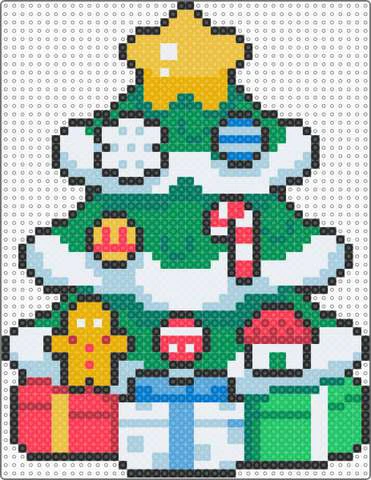 Weihnachten Bügelperlen Beispiel: Tannenbaum mit Geschenken